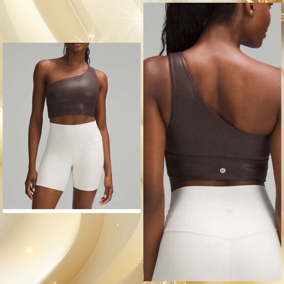 Lululemon Align Asymmetrical Ribbed Bra C/D Cup Shine Espresso size 10‎ NWT - Picture 1 of 8